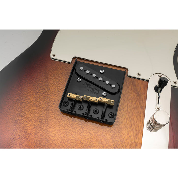 Application of wilkinson wtb 54mm2 1 8 inch ashtray brass compensated 3 saddle guitar bridge for tele style guitar mx1703p