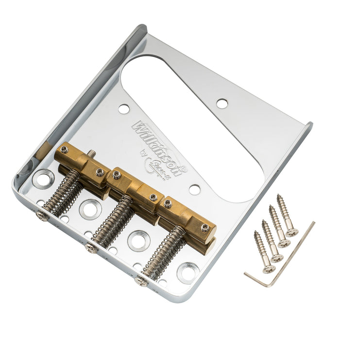 Puente de guitarra Wilkinson WTB de 54 mm (2-1/8 pulgadas) con compensación de latón y tres selletas para guitarra estilo Tele.