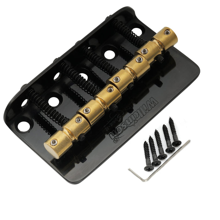 detail of wilkinson wbbc bass bridge brass saddles for 4 string precision bass jazz bass mx1706p