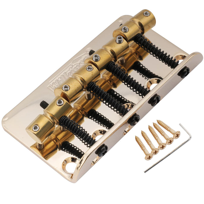 wilkinson wbbc bass bridge brass saddles for 4 string precision bass jazz bass mx1706p, gold
