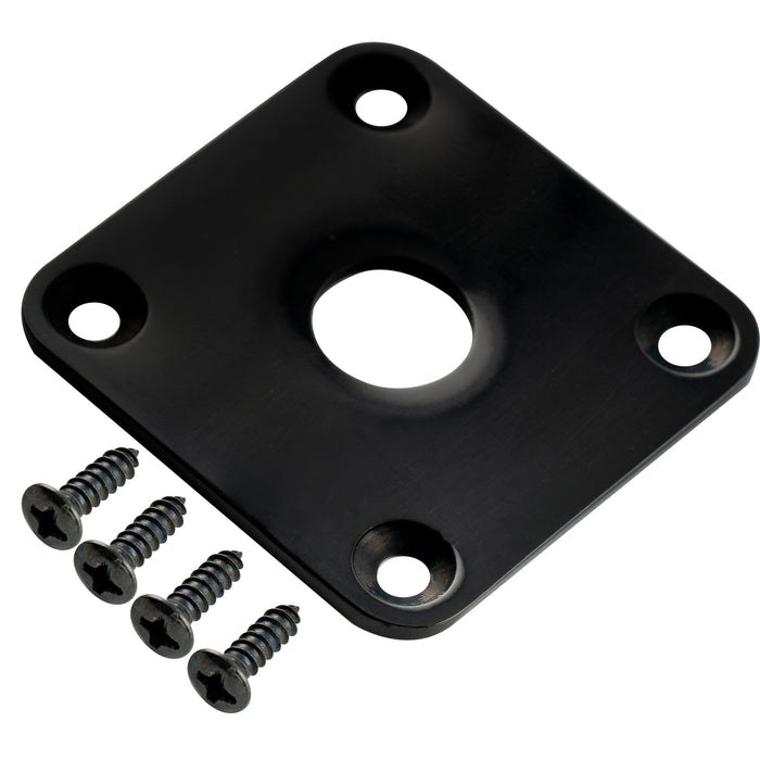 musiclily pro steel flat bottom square jack plate for epiphone usa les paul style electric guitar mx1708p, black