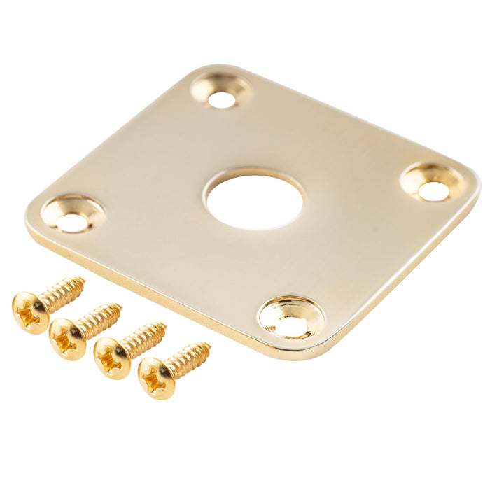 musiclily pro steel flat bottom square jack plate for epiphone usa les paul style electric guitar mx1708p, gold