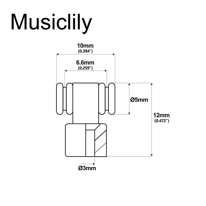 Dimensions of musiclily pro metal roller string trees retainers guides for strat tele style electric guitar mx1712 2p