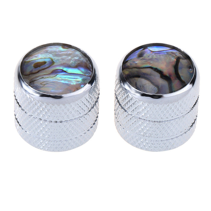 musiclily pro coarse 18 splines steel push on abalone top dome control knobs for imported electric guitar or bass 18 16 5mm mx1713 2p, chrome