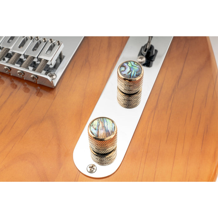 Application of musiclily pro coarse 18 splines steel push on abalone top dome control knobs for imported electric guitar or bass 18 16 5mm mx1713 2p