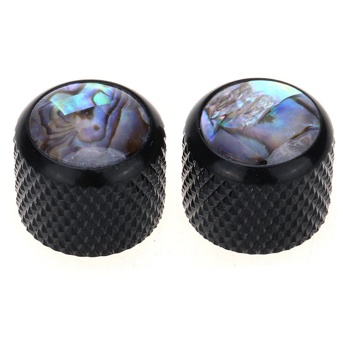 musiclily pro coarse 18 splines steel push on abalone top dome control knobs for tele style electric guitar or bass mx1714 2p, black