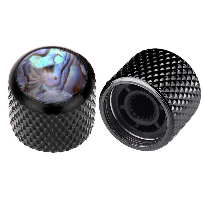 Boutons de commande Musiclily Pro Coarse 18 cannelures en acier, à pousser, en forme de dôme d'ormeau, pour guitare électrique ou basse de style Telecaster, lot de 2