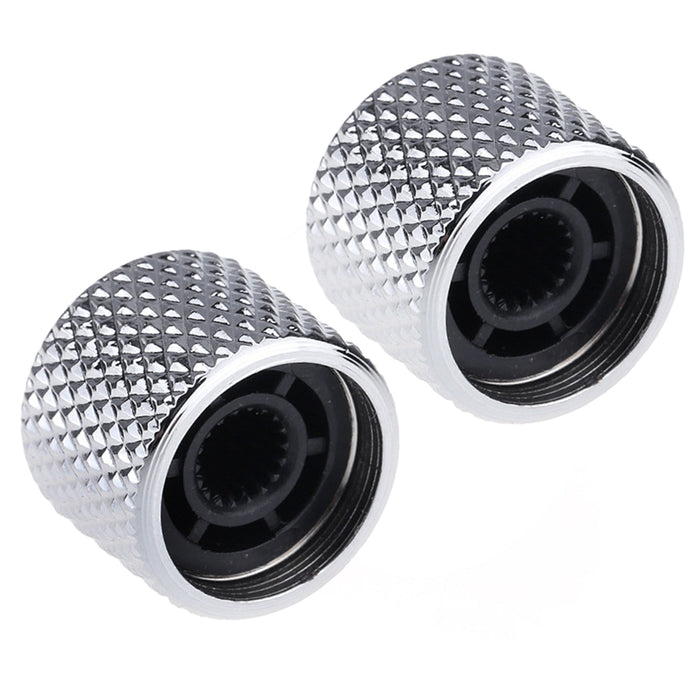 detail of musiclily pro coarse 18 splines steel push on abalone top dome control knobs for tele style electric guitar or bass mx1714 2p