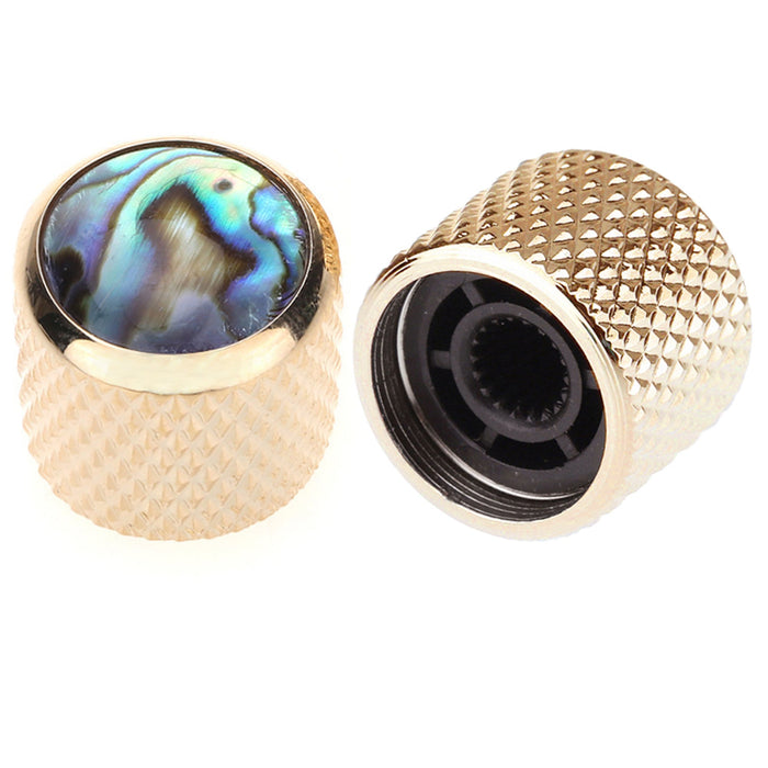 Boutons de commande Musiclily Pro Coarse 18 cannelures en acier, à pousser, en forme de dôme d'ormeau, pour guitare électrique ou basse de style Telecaster, lot de 2