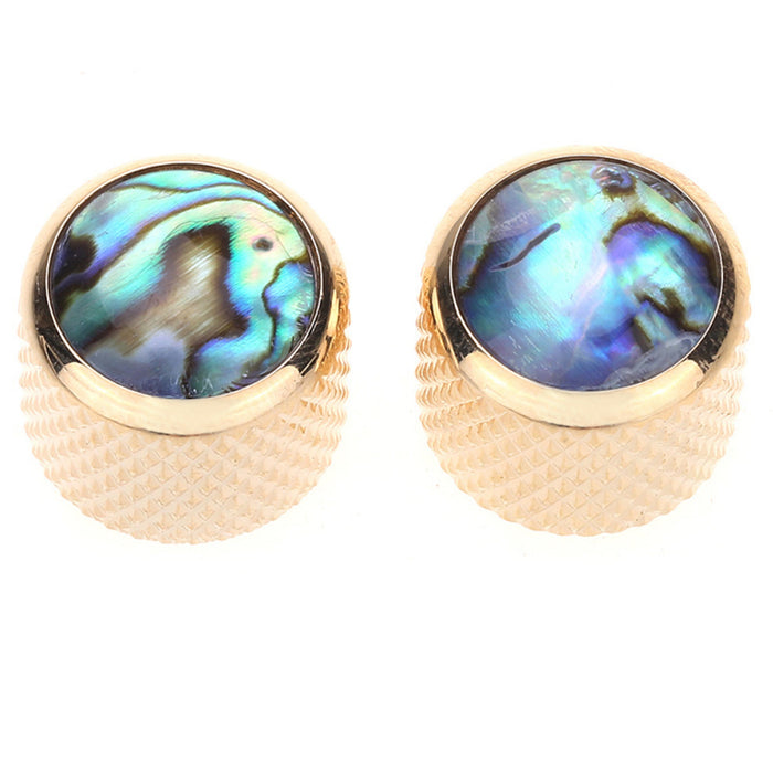 musiclily pro coarse 18 splines steel push on abalone top dome control knobs for tele style electric guitar or bass mx1714 2p, gold