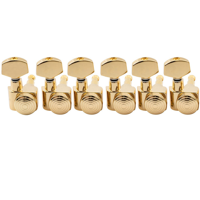 musiclily pro 6 in line 2 pins full metal guitar locking tuners machine heads tuning pegs keys set for fender strat tele style electric guitar mx1720 6p, gold