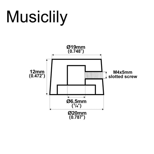 Dimensions of musiclily pro imperial 1 4 inch plastic vintage barrel guitar amplifier control knobs with set screw for fender amp style universal pots mx1726 6p