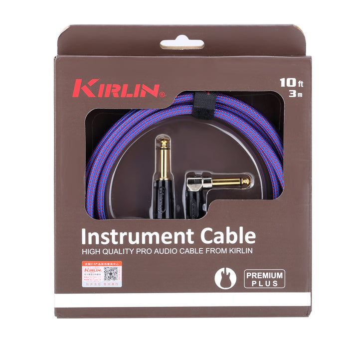detail of kirlin 3m 10 feet straight to right angle 1 4 inch plug premium plus noise free instrument guitar bass cable mx1729