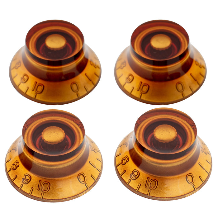musiclily pro metric coarse 18 spline top hat bell knobs tone volume control knobs for epiphone lp sg style electric guitar mx1730 4p, amber