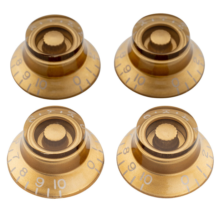 musiclily pro metric coarse 18 spline top hat bell knobs tone volume control knobs for epiphone lp sg style electric guitar mx1730 4p, gold