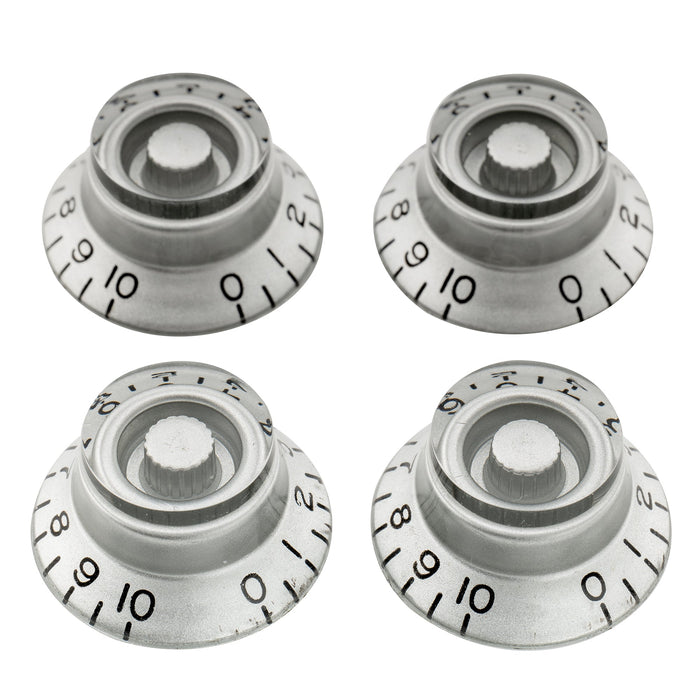 musiclily pro metric coarse 18 spline top hat bell knobs tone volume control knobs for epiphone lp sg style electric guitar mx1730 4p, silver