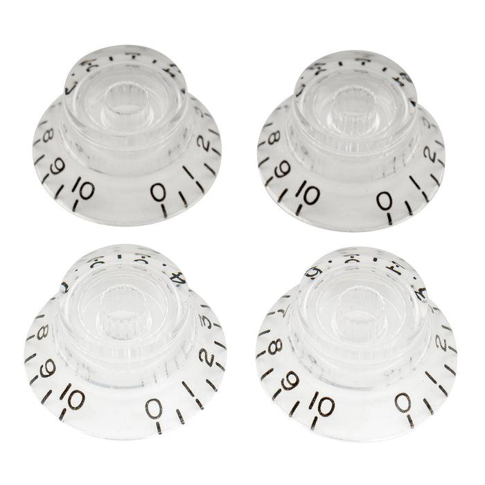 musiclily pro metric coarse 18 spline top hat bell knobs tone volume control knobs for epiphone lp sg style electric guitar mx1730 4p, transparent