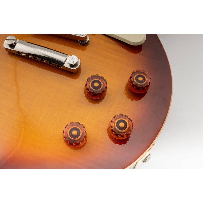 Musiclily Pro ミリ規格 18スプライン ノッチドスピードノブ つまみ トーンとボリュームノブ コントロールノブ Epiphone LP SGエレキギター用 アンバー(4個セット)