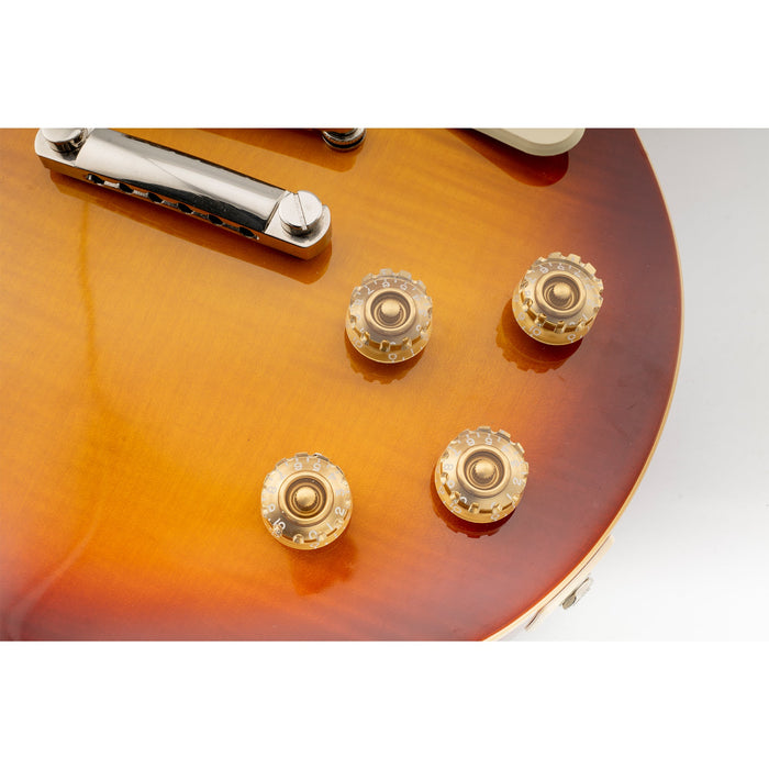 Musiclily Pro ミリ規格 18スプライン ノッチドスピードノブ つまみ トーンとボリュームノブ コントロールノブ Epiphone LP SGエレキギター用 アンバー(4個セット)