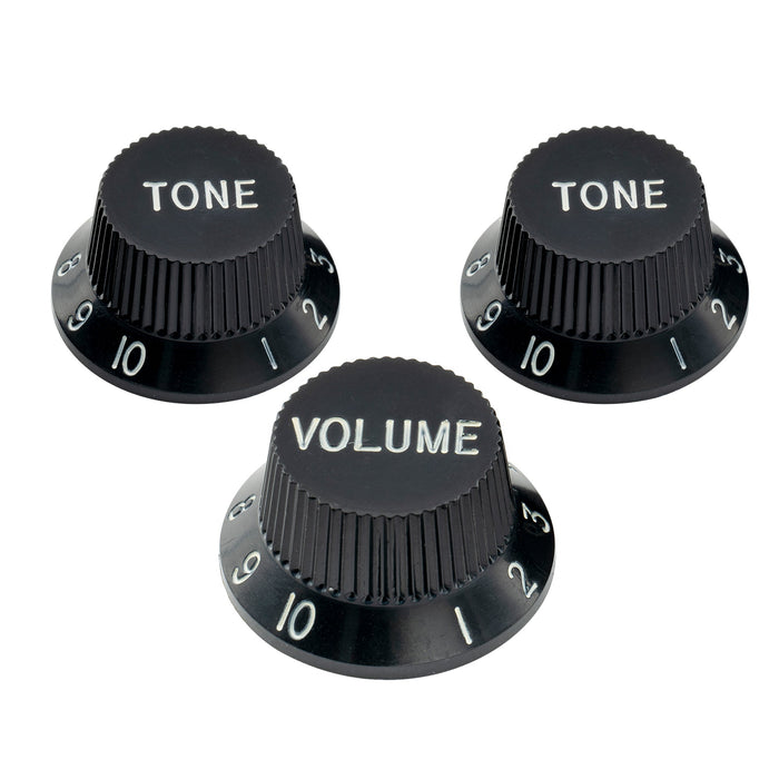 musiclily pro metric size 18 splines 1 volume 2 tone strat style knobs set for asia import guitar bass split shaft pots mx1733 2mx1734p, black