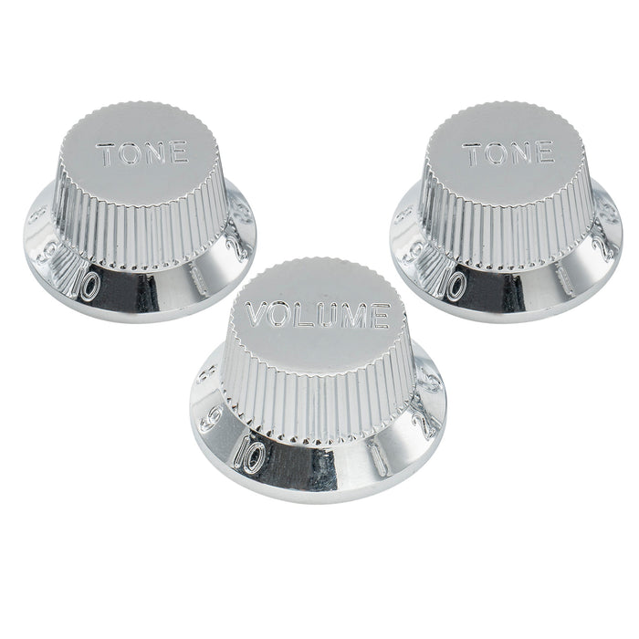 musiclily pro metric size 18 splines 1 volume 2 tone strat style knobs set for asia import guitar bass split shaft pots mx1733 2mx1734p, chrome