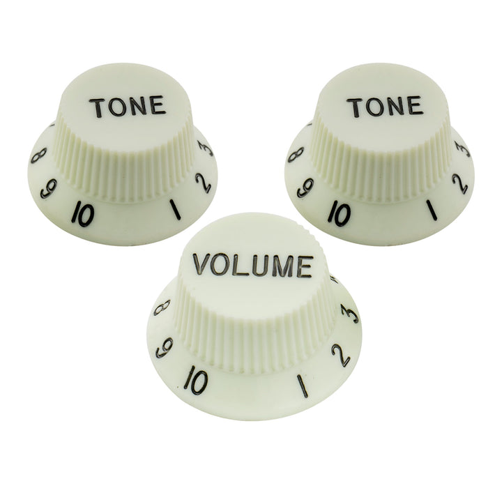 musiclily pro metric size 18 splines 1 volume 2 tone strat style knobs set for asia import guitar bass split shaft pots mx1733 2mx1734p, mint green