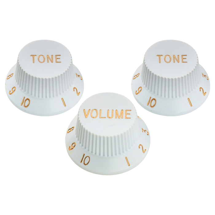 musiclily pro metric size 18 splines 1 volume 2 tone strat style knobs set for asia import guitar bass split shaft pots mx1733 2mx1734p, white
