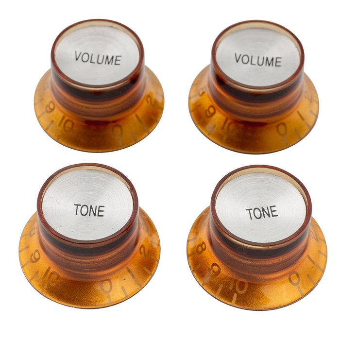 musiclily pro metric coarse 18 spline top hat bell knobs tone volume control knobs for epiphone lp sg style electric guitar 2 pcst2v mx1735 2mx1737 2p, amber