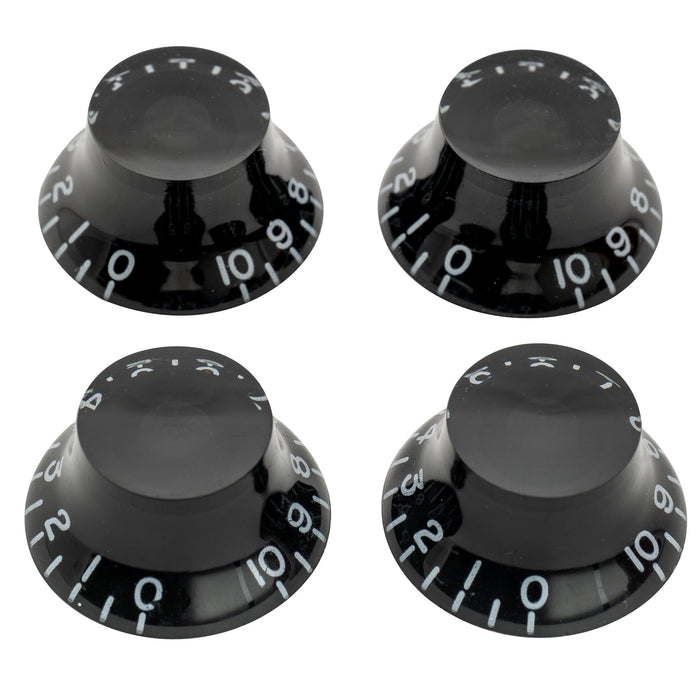 musiclily pro left handed metric coarse 18 spline top hat bell knobs tone volume control knobs for epiphone lp sg style electric guitar mx1741 4p, black