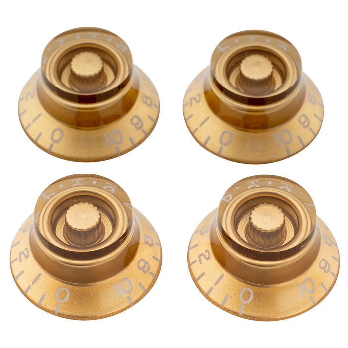 musiclily pro left handed metric coarse 18 spline top hat bell knobs tone volume control knobs for epiphone lp sg style electric guitar mx1741 4p, gold