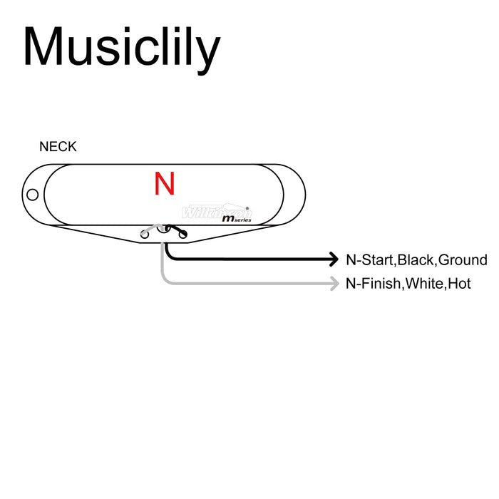 Diagramma di cablaggio per pickup single coil stile Tele con suono Nashville a basso Gauss della serie M Wilkinson MX1759 MX1760