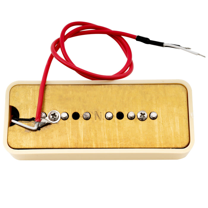 wilkinson m series low gauss iconic sound ceramic p90 soapbar single coil neck pickup for sg lp style electric guitar mx1761bk, mint ivory color