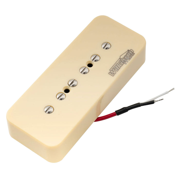 wilkinson m series low gauss iconic sound ceramic p90 soapbar single coil neck pickup for sg lp style electric guitar mx1761bk, mint ivory color