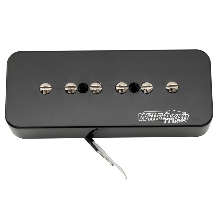 detail of wilkinson m series low gauss iconic sound ceramic p90 soapbar single coil bridge pickup for sg lp style electric guitar mx1762bk