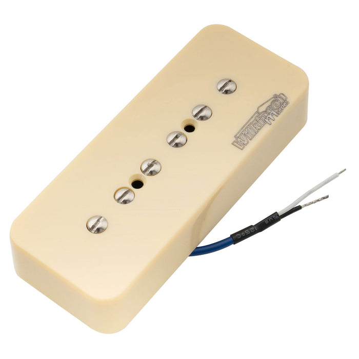 wilkinson m series low gauss iconic sound ceramic p90 soapbar single coil bridge pickup for sg lp style electric guitar mx1762bk, mint ivory color