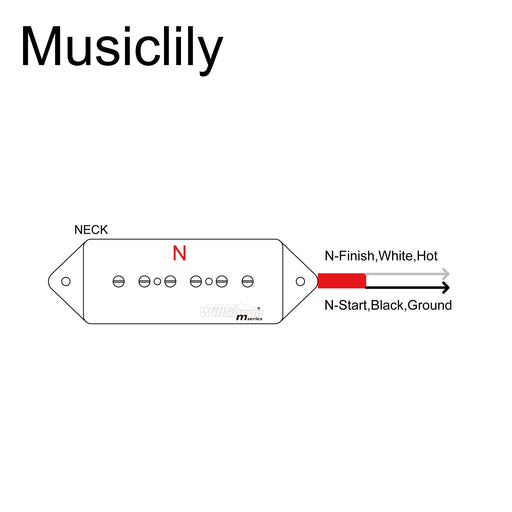 Size of wilkinson m series low gauss iconic sound ceramic p90 dogear style single coil neck pickup for sg lp style electric guitar mx1763bk