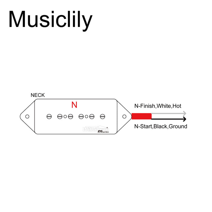 Size of wilkinson m series low gauss iconic sound ceramic p90 dogear style single coil neck pickup for sg lp style electric guitar mx1763bk