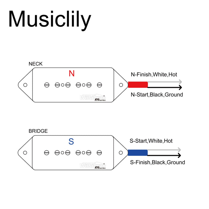 Size of wilkinson m series low gauss iconic sound ceramic p90 dogear style single coil pickups set for sg lp style electric guitar mx1763bkmx1764bk