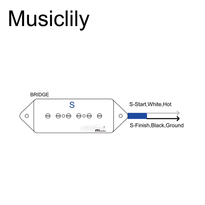 Size of wilkinson m series low gauss iconic sound ceramic p90 dogear style single coil bridge pickup for sg lp style electric guitar mx1764bk