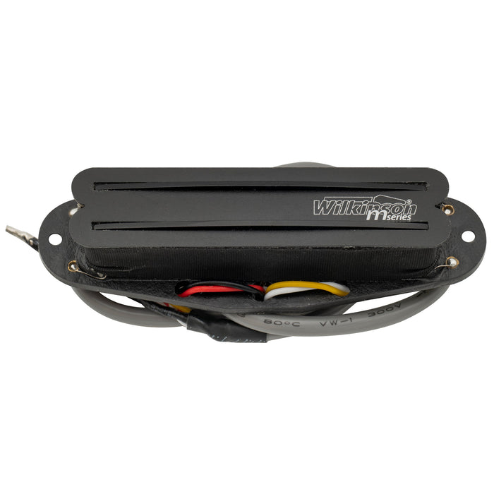 detail of wilkinson m series low gauss rail blade ceramic single coil sized humbucker neck pickup for strat style electric guitar mx1765bk