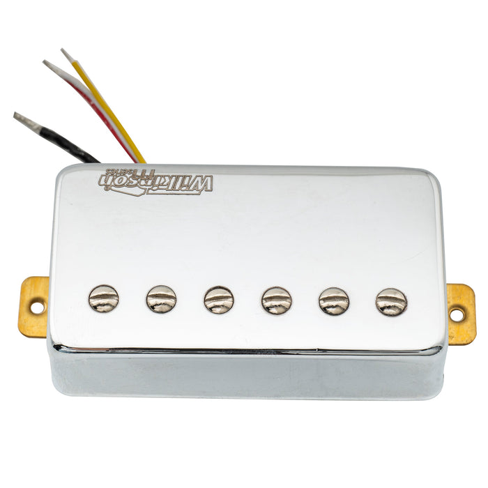 detail of wilkinson m series classic tone ceramic covered humbucker neck pickup for lp style electric guitar mx1768cr