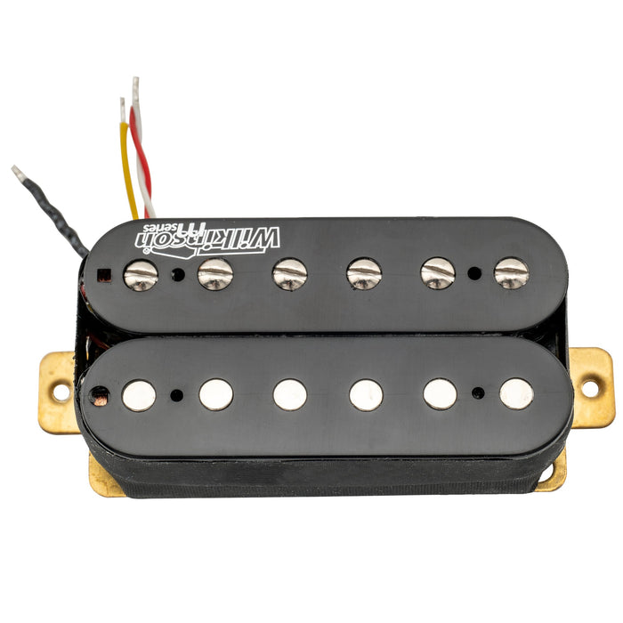 detail of wilkinson m series classic tone ceramic overwound open style humbucker bridge pickup for electric guitar mx1771bk