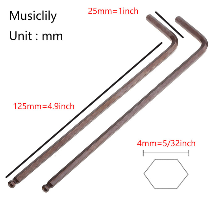 Dimensions of musiclily basic 4mm guitar truss rod hex wrench allen key ball end adjustment tool for china made acoustic guitar mx1778 2