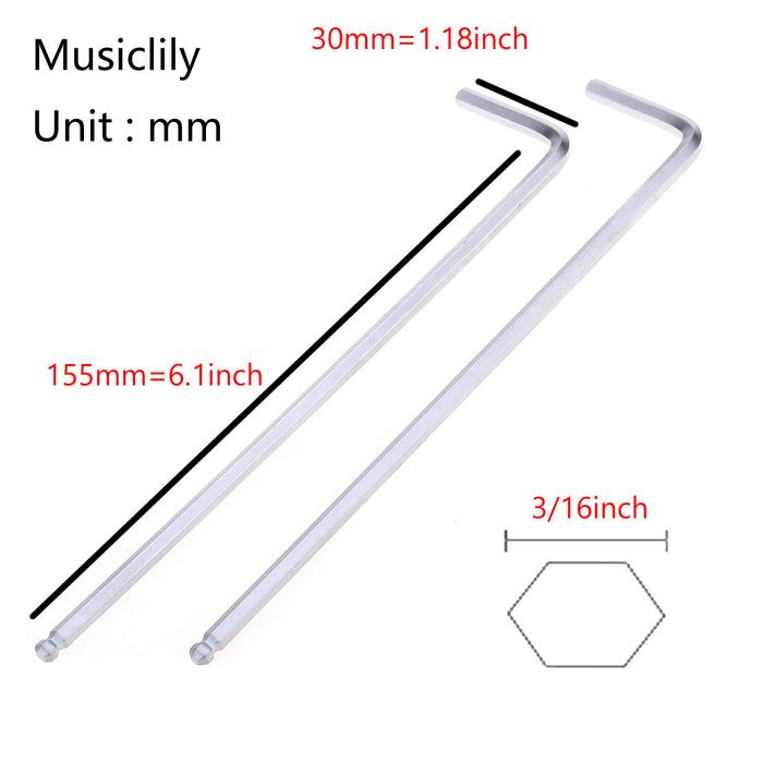 Dimensions of musiclily basic 3 16 inch guitar bass truss rod hex wrench allen key ball end adjustment tool for mexico fender mx1782 2