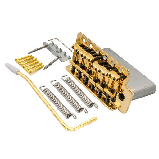 wilkinson m series 52 5mm2 1 16 inch string spacing 6 screw vintage bent saddle guitar tremolo bridge with push in arm 36mm block for strat style electric guitar mx1790p, gold