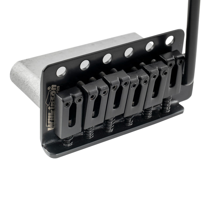 detail of wilkinson m series 52 5mm2 1 16 inch string spacing 6 screw modern style saddle guitar tremolo bridge with push in arm 36mm block for strat style electric guitar mx1791p