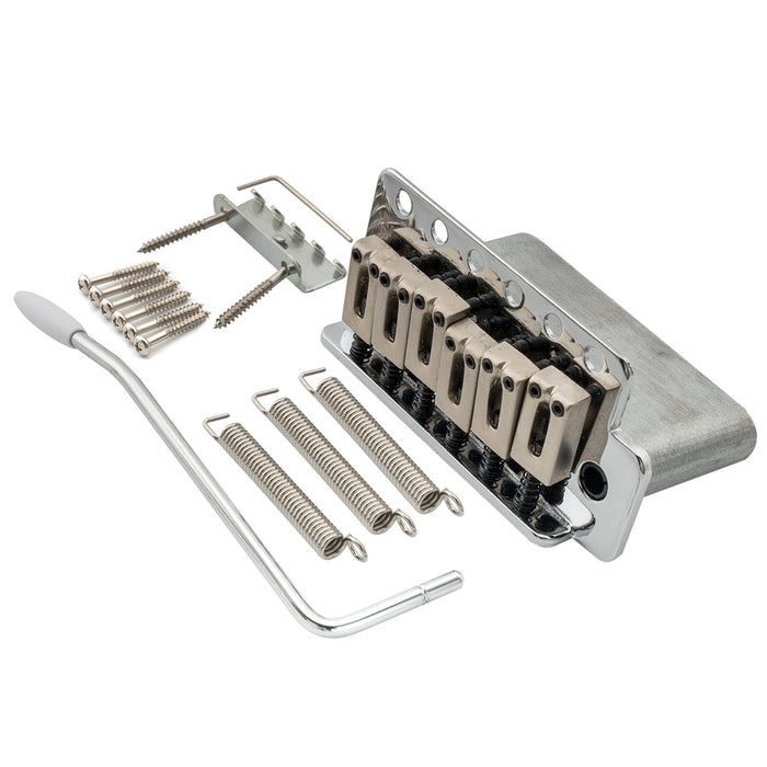 wilkinson m series 52 5mm2 1 16 inch string spacing 6 screw modern style saddle guitar tremolo bridge with push in arm 36mm block for strat style electric guitar mx1791p, chrome