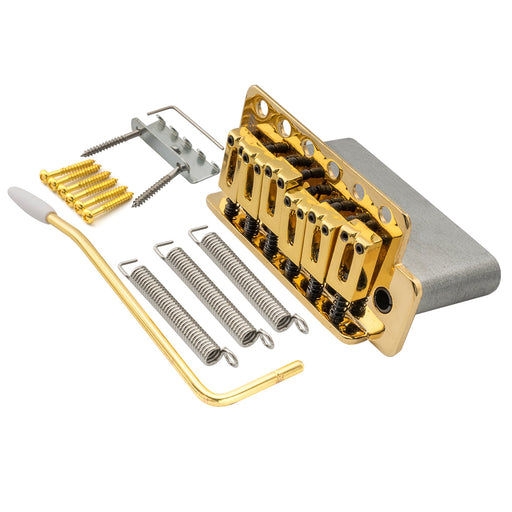 wilkinson m series 52 5mm2 1 16 inch string spacing 6 screw modern style saddle guitar tremolo bridge with push in arm 36mm block for strat style electric guitar mx1791p, gold
