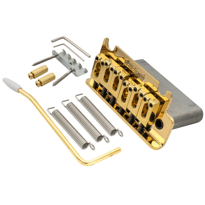 wilkinson m series 54mm2 1 8 inch full block st guitar tremolo bridge pop in arm 2 point for mij mik strat style electric guitar mx1795p, gold
