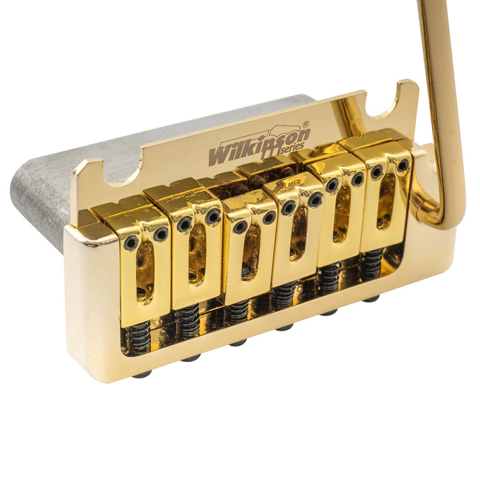 Puente de trémolo para guitarra Wilkinson Serie M de 52,5 mm (2-1/16 pulgadas) de bloque completo ST, brazo de inserción de 2 puntos para guitarra eléctrica estilo Fender Strat estándar americano o profesional